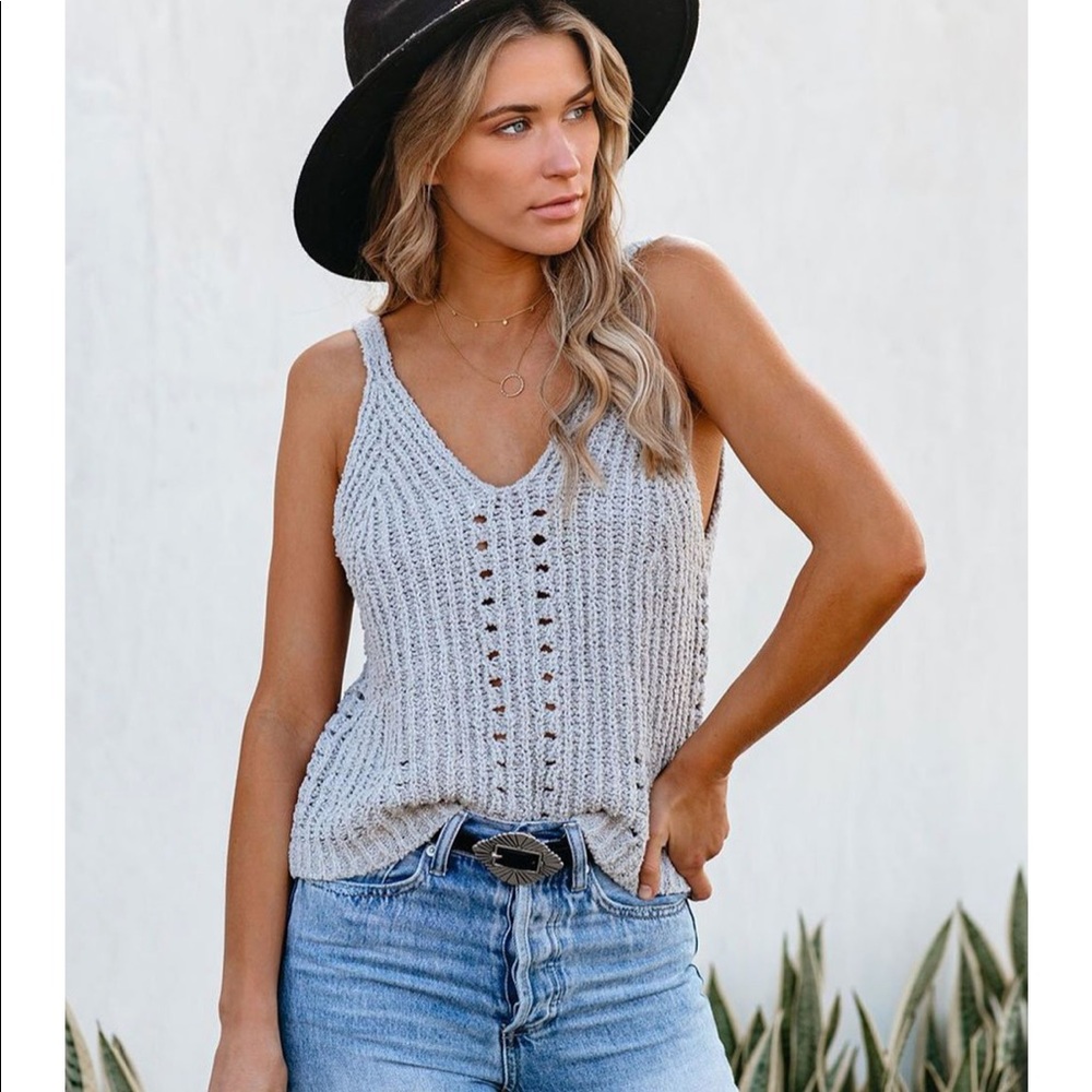 Grey Knit Tank Top.